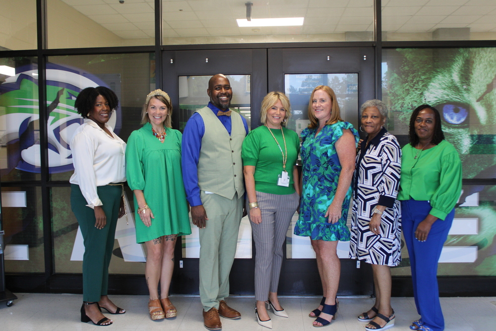 From Left to right: Dr. Dawson, Mrs. Mahaffie, Mr. Thomas, Dr. Roberts, Ms. Pfeffer, Mrs. Massey and Mrs. Kennedy