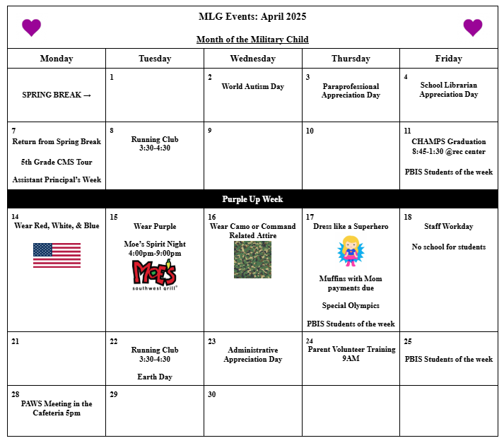 April Calendar