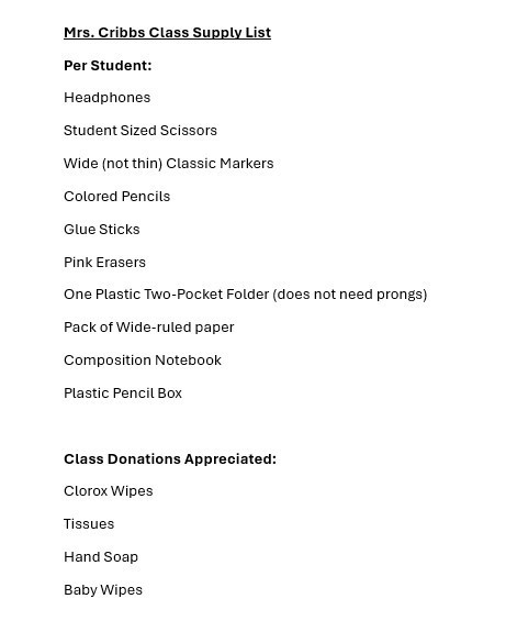 Supply Lists