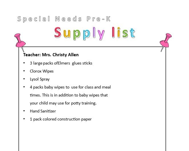 Supply Lists