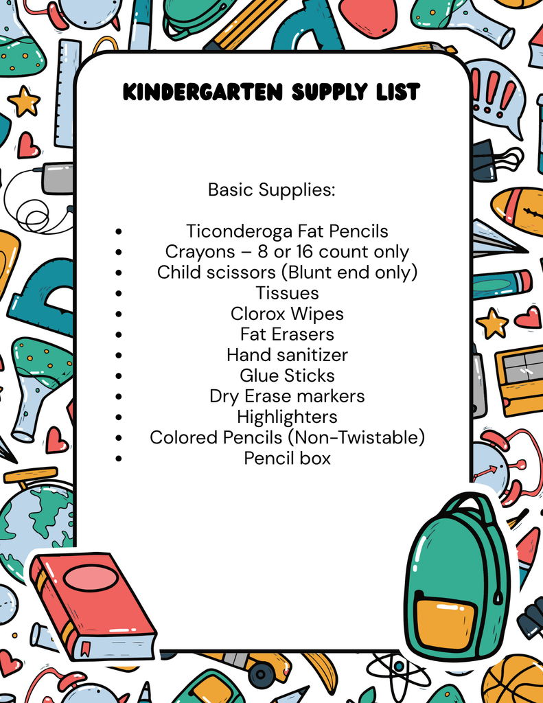 Kindergarten Supply List