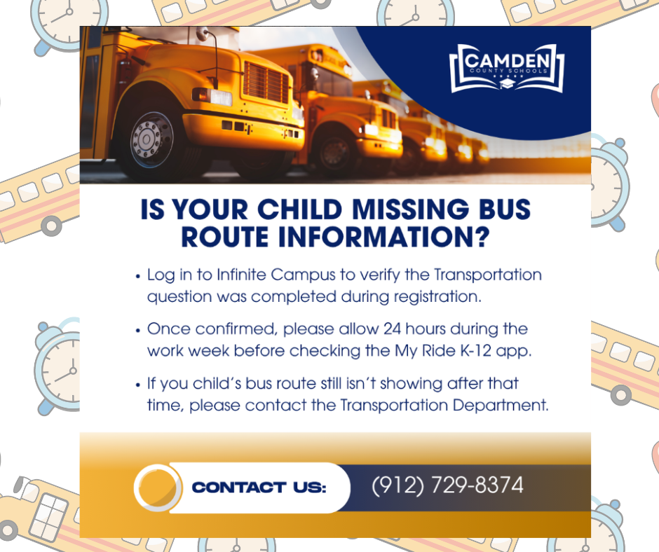For bus informatin call 912-729-8374