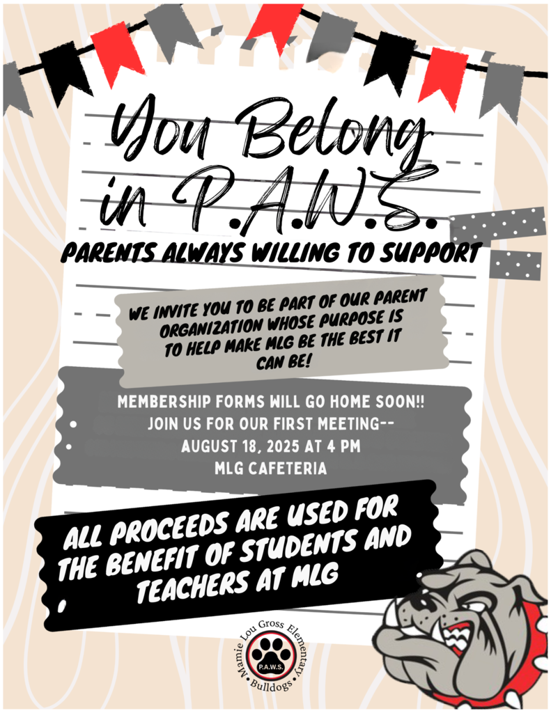 PAWS flyer shows a meeting on August 18 at 4:00pm at MLG