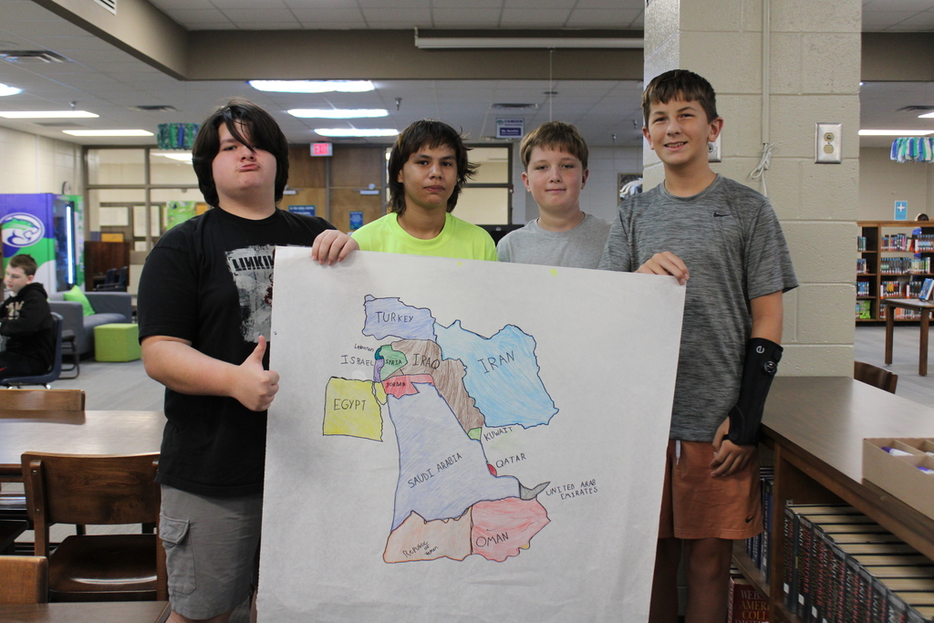 kids working on map project