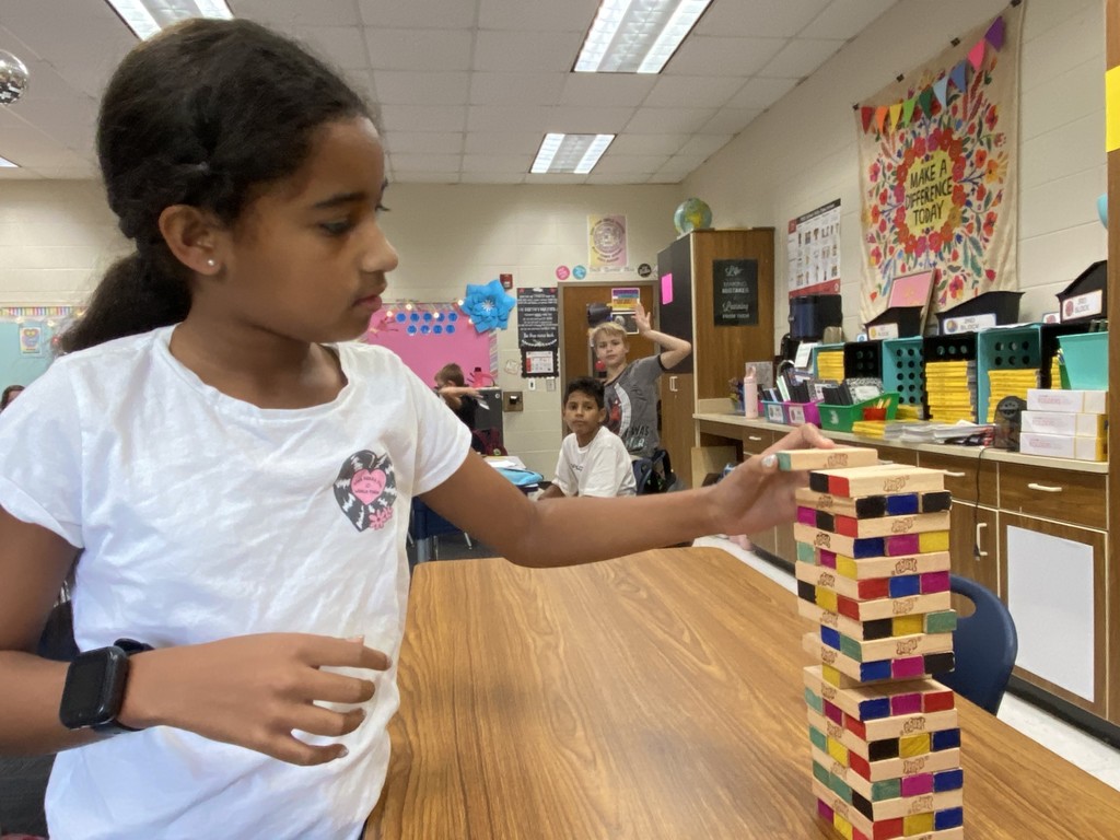 students playing Jenga