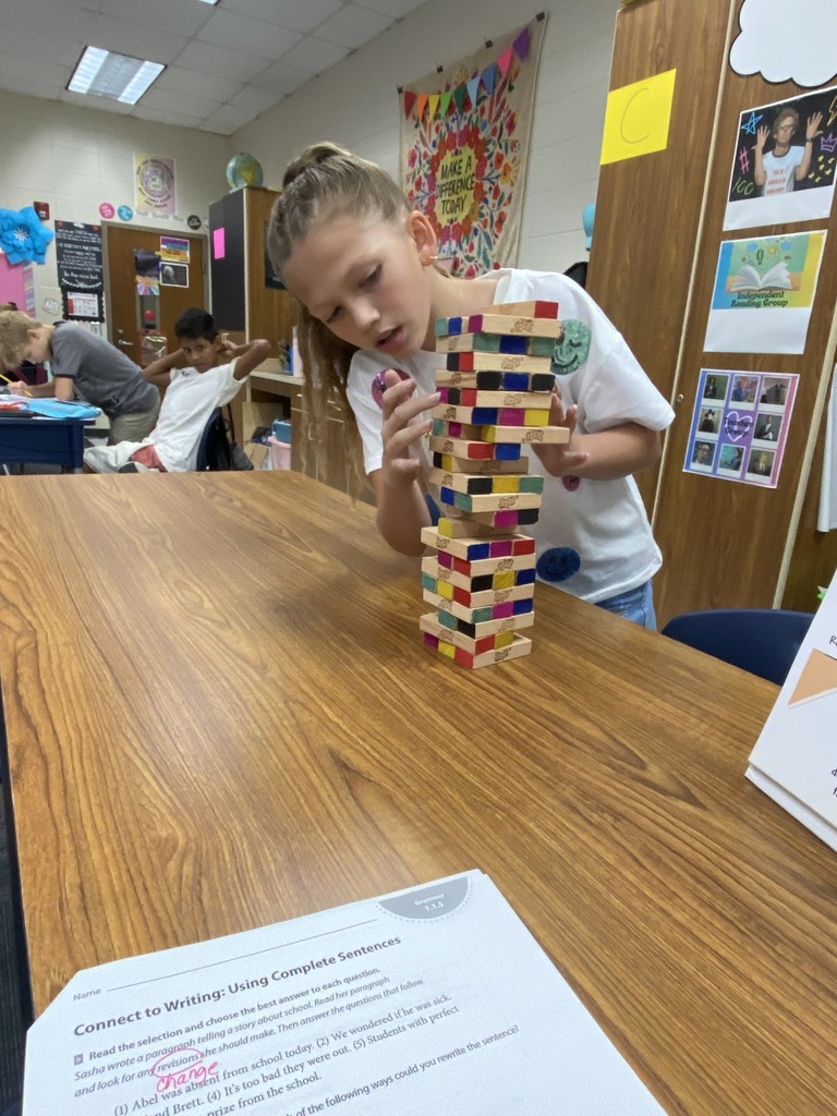 students playing Jenga