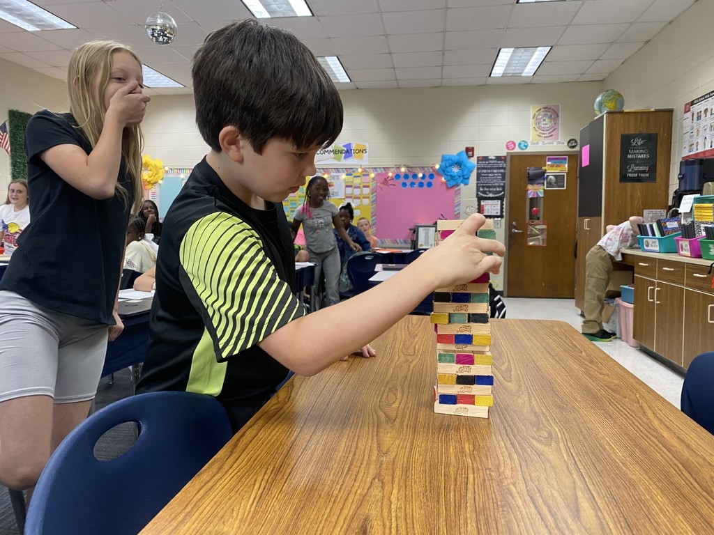 students playing Jenga