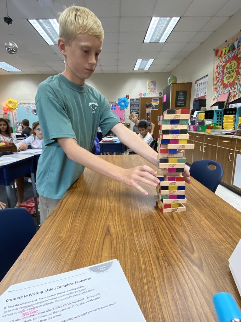students playing Jenga