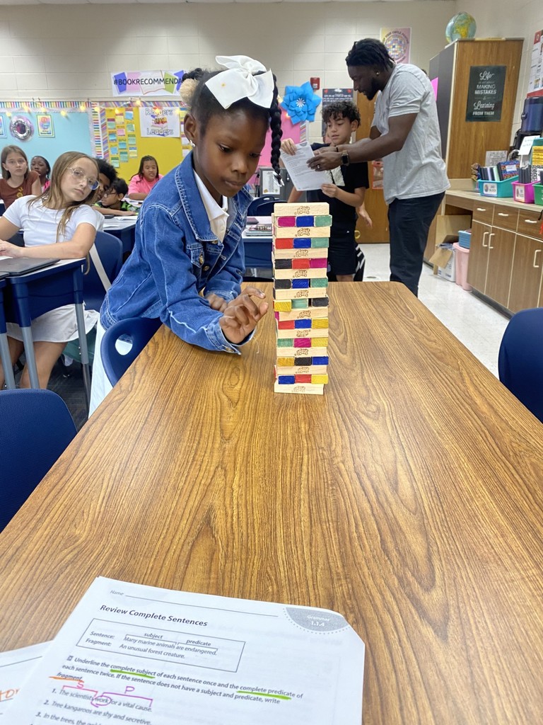 students playing Jenga