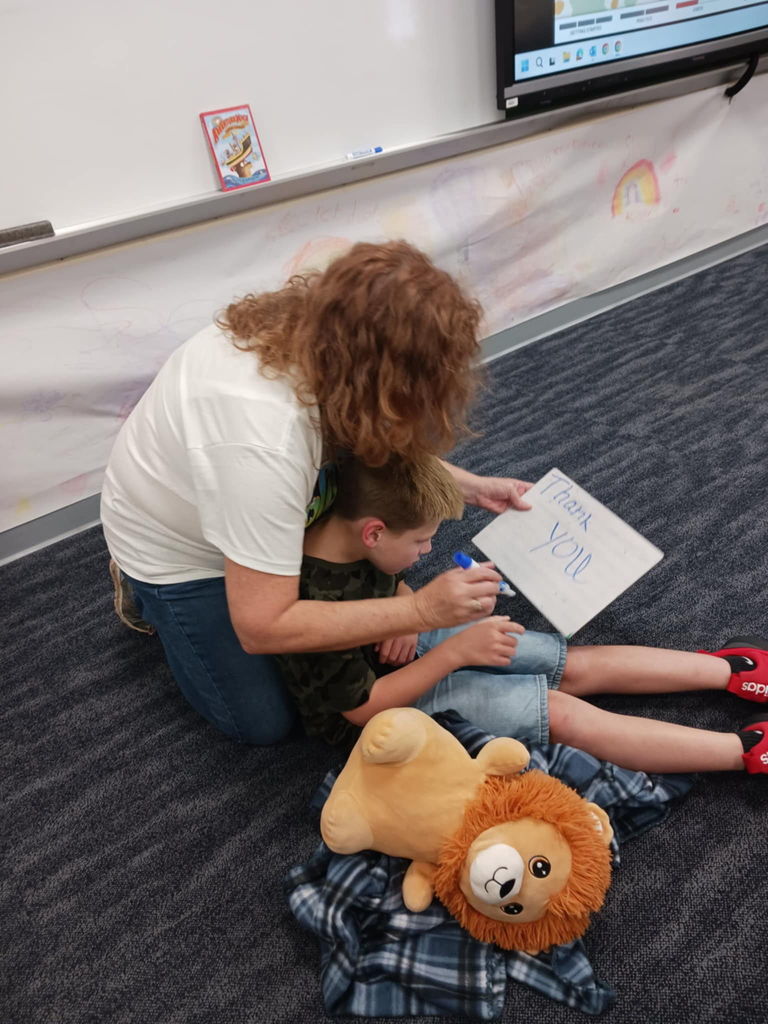 student writing
