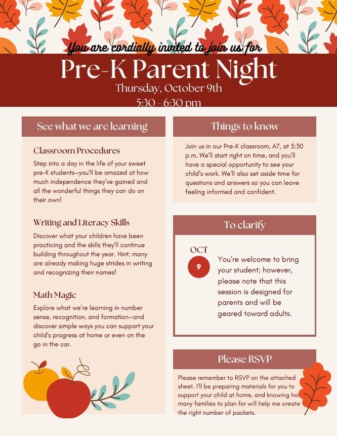 Pre-K Parent Night Flyer