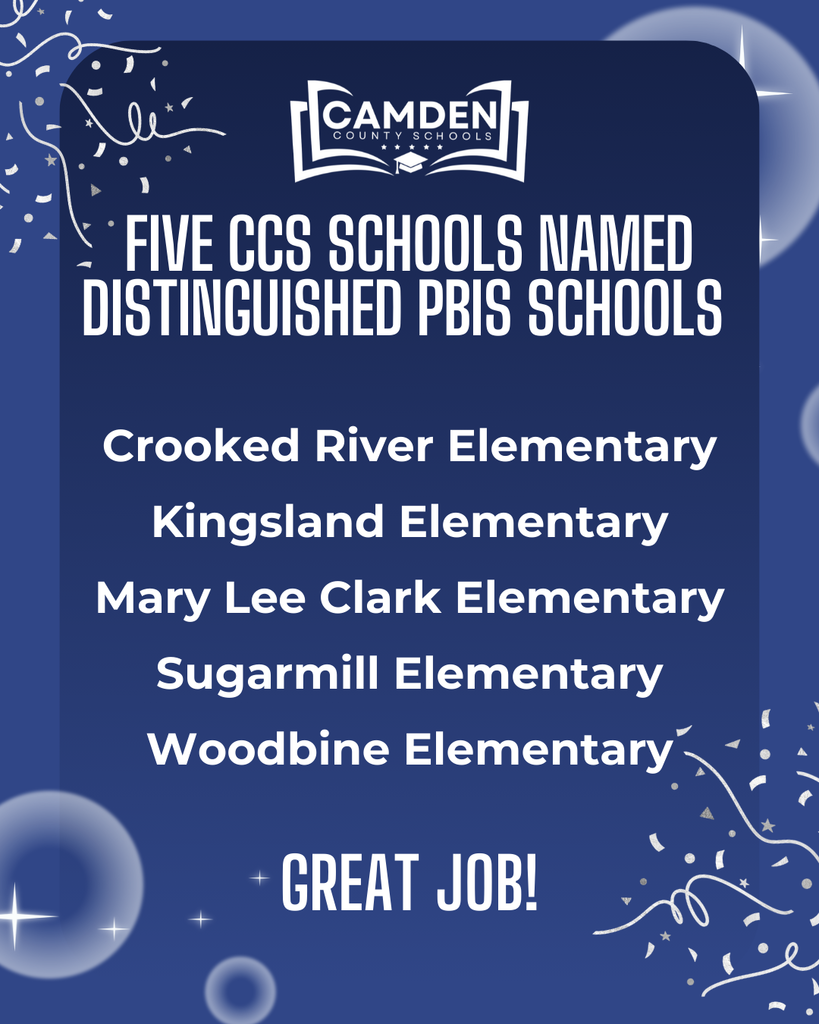 🎉 We are proud to announce that the Georgia Department of Education has recognized five Camden County Schools as 2025 Distinguished PBIS Schools!  Congratulations to: Crooked River Elementary Kingsland Elementary Mary Lee Clark Elementary Sugarmill Elementary Woodbine Elementary  Your hard work and dedication to providing positive supports for students makes a lasting difference. We are so proud of you!