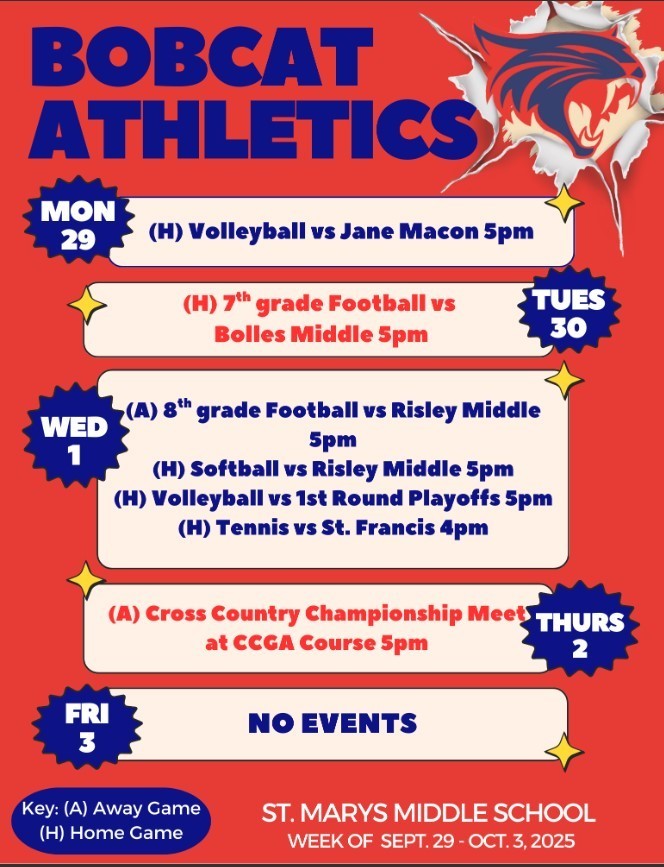 SMMS Athletic Schedule