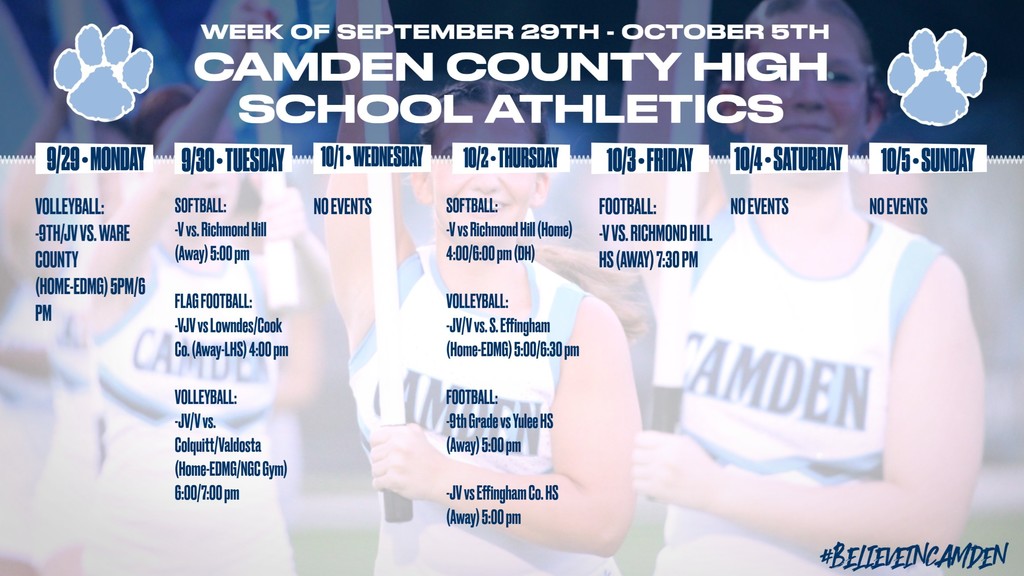 CCHS Athletic Schedule