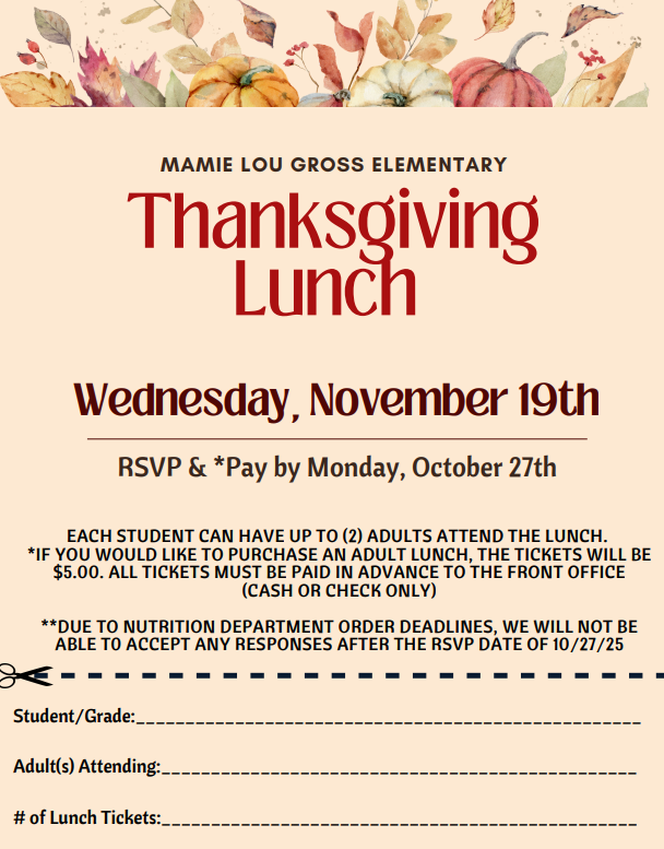 Thanksgiving Lunch is November 19