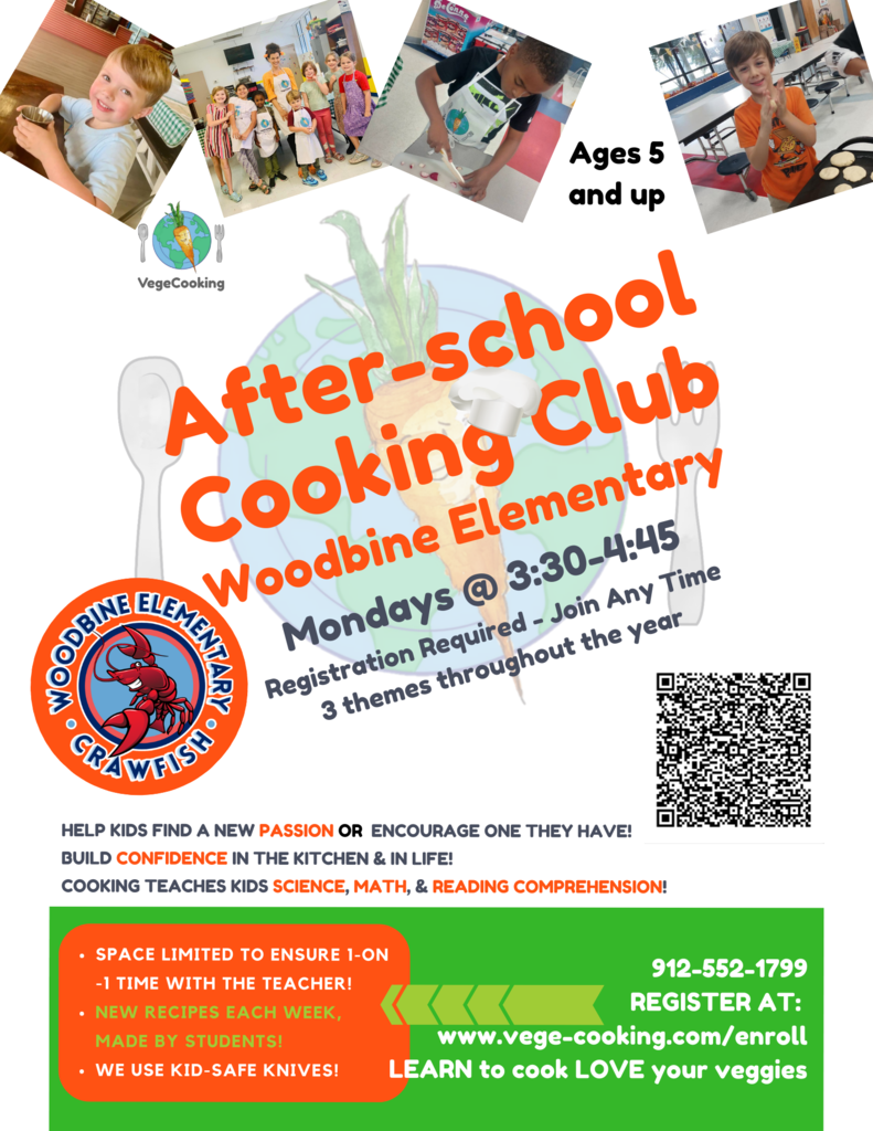 After School Cooking Club Monday from 3:30 - 4:45