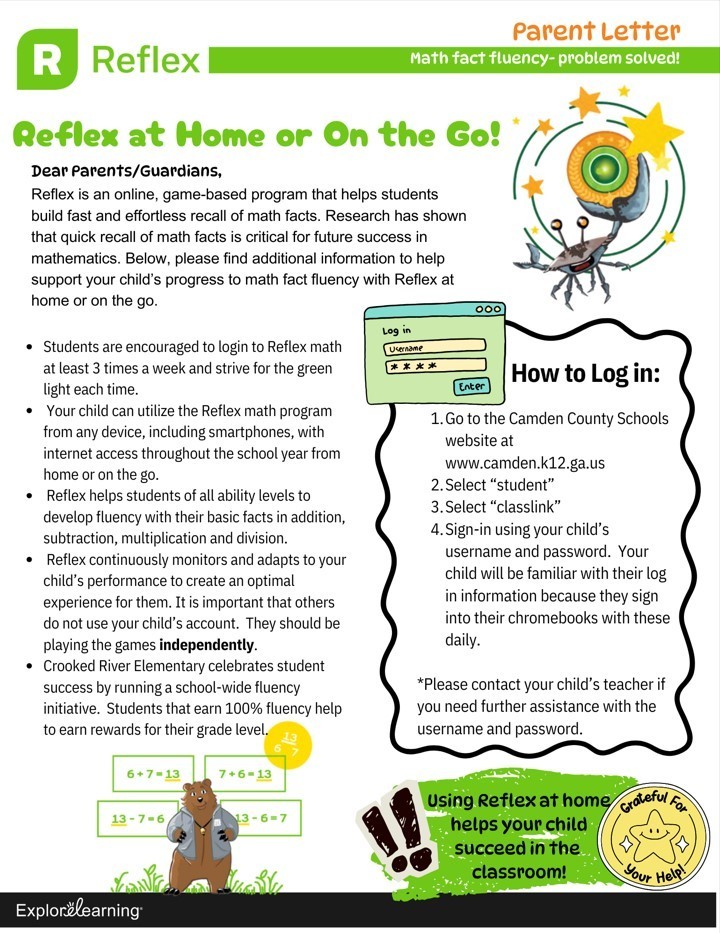 Reflex Math Parent Letter