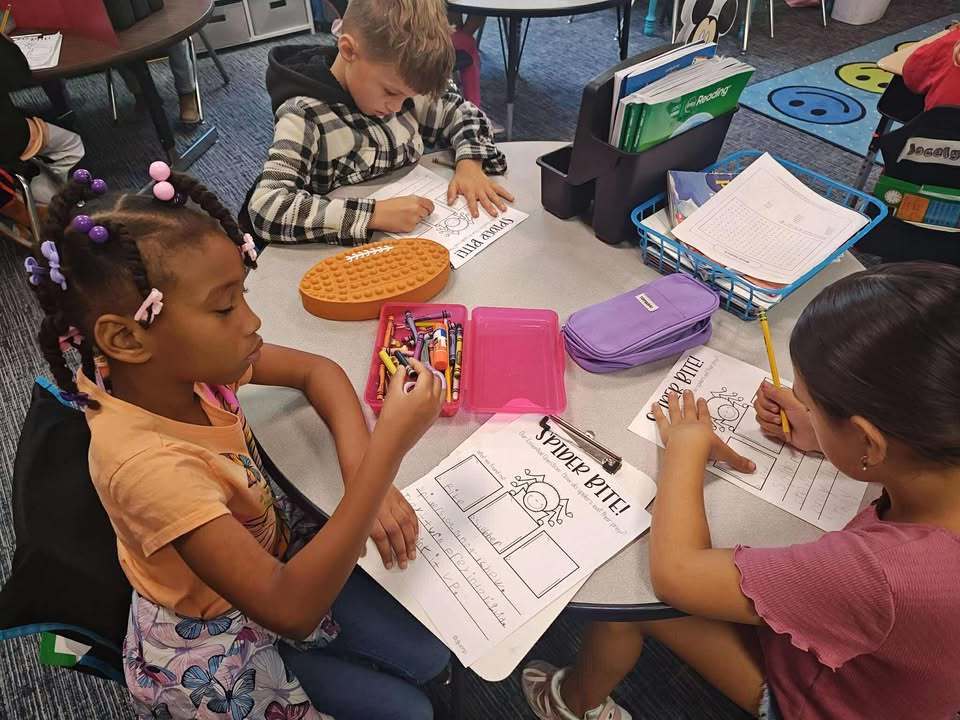 🕷 Spider Soup in First Grade! 🕸  Our first graders in Mrs. Renshaw’s class have been learning all about animal adaptations and what animals need to survive! Last Friday, students participated in a hands-on science experiment to simulate how spiders liquify their prey before eating.  The bowl acted as the spider’s web, the sugar cube was the “prey,” and the water represented the spider’s special digestive enzymes (or as the kids called it… spider slobber! 😄).  Learning is so much more fun when we can see it and try it! 🧠✨ Way to go, Eagles! 💙  #WeAreEagles #SESEaglesSoar #SpiderSoup #FirstGrade
