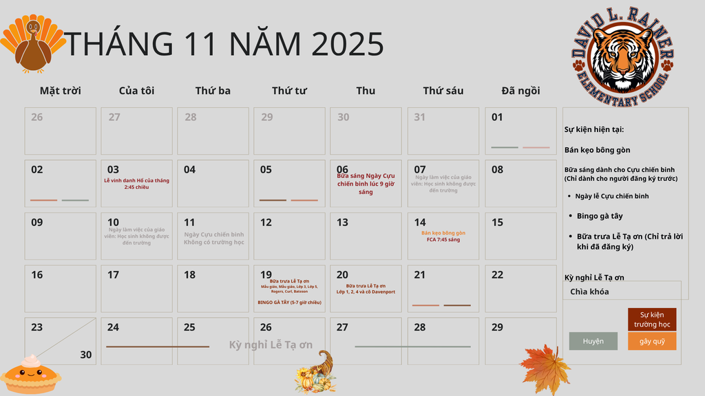 Nov. Calendar - Vietnamese