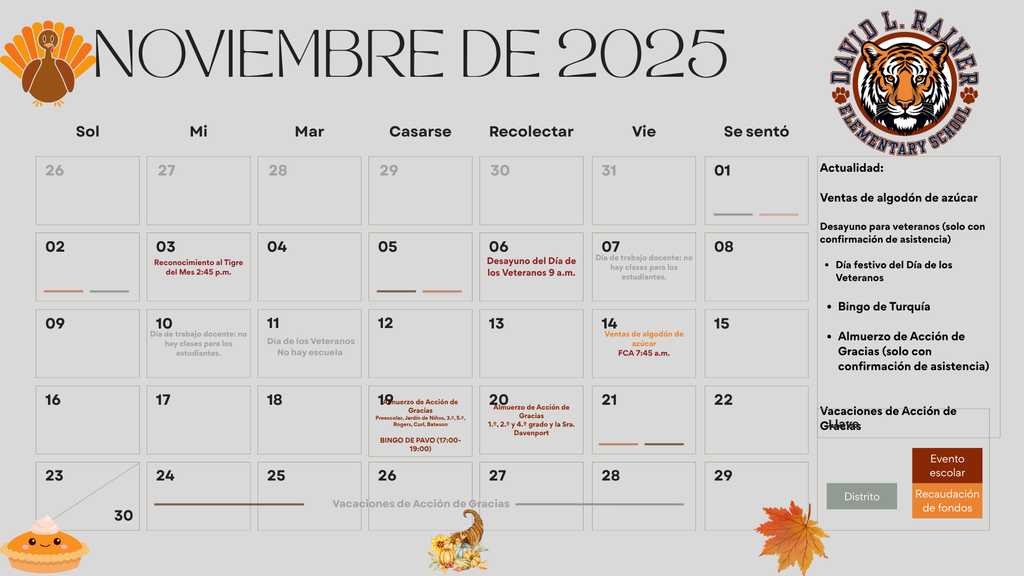 Nov. Calendar - Spanish