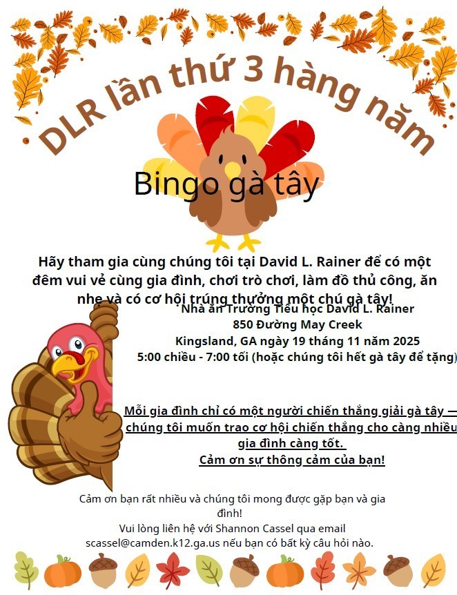 Turkey Bingo - Vietnamese