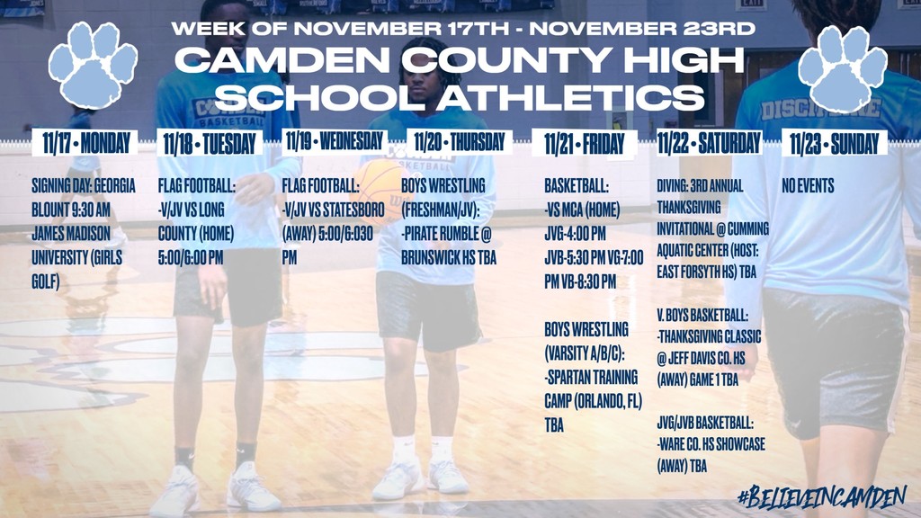 CCHS Athletic Schedule