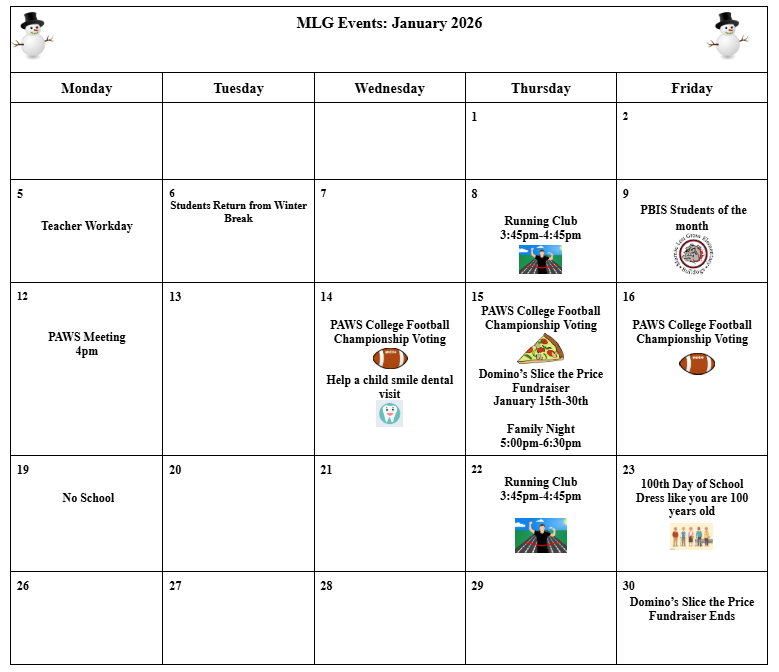 January Calendar