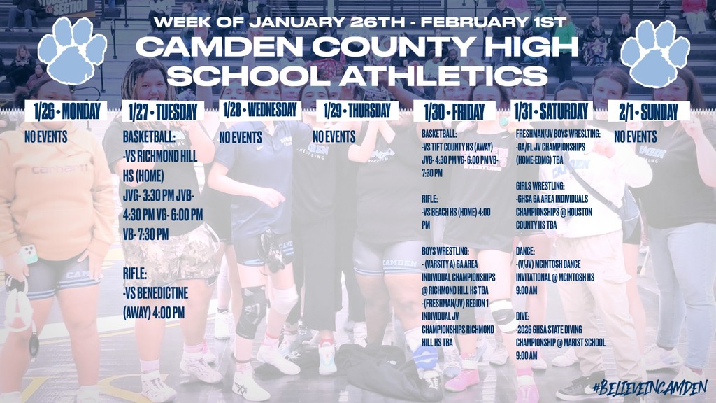 CCHS Athletic Schedule