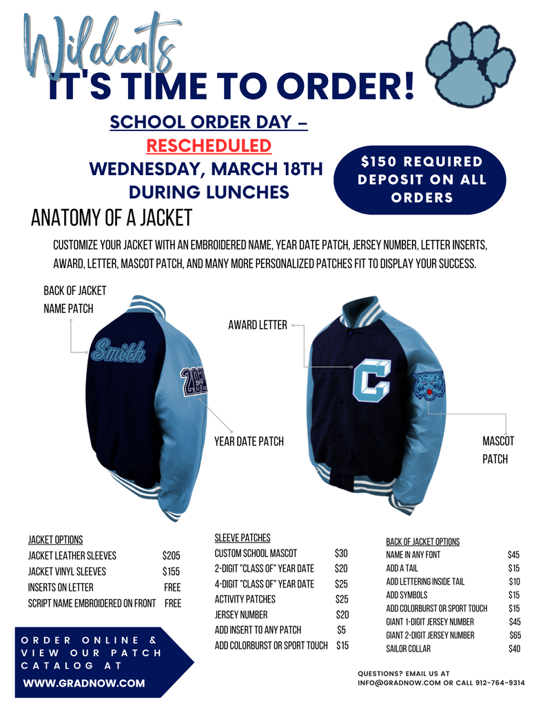letterman jacket order day info
