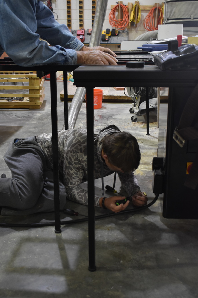student working with wires