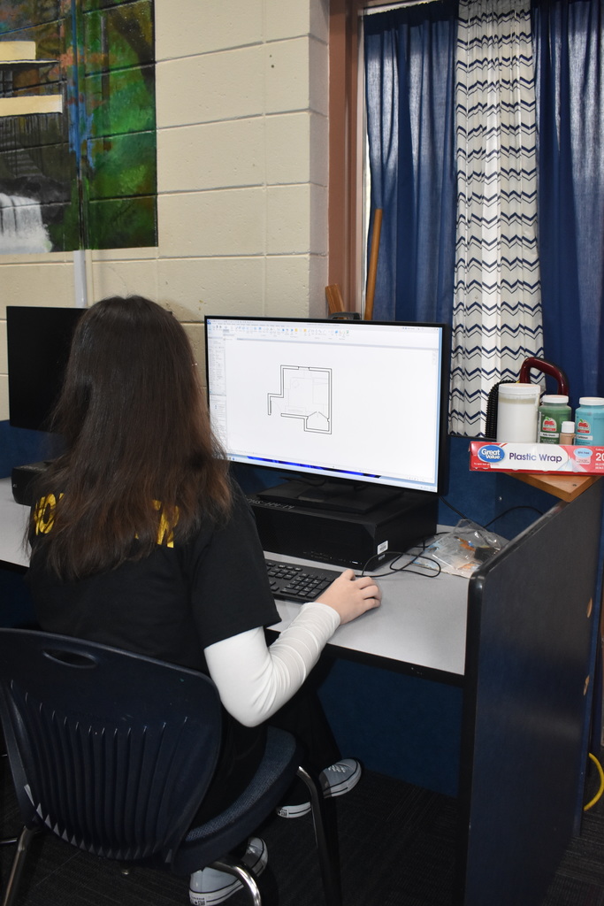 students doing drafting on computer