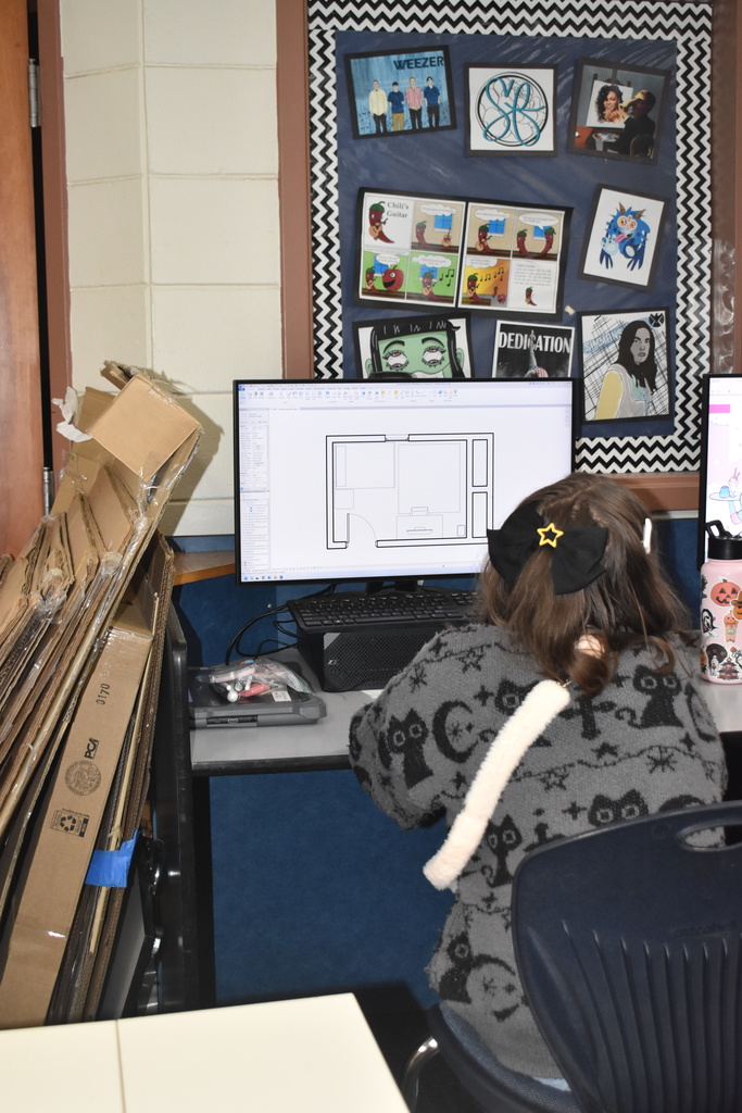 students doing drafting on computer