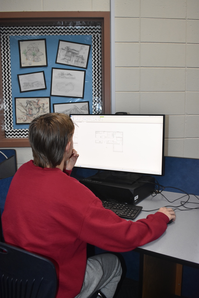 students doing drafting on computer