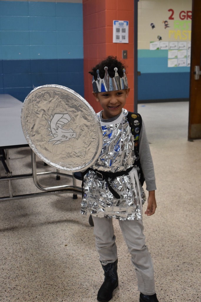 student dressed as knight
