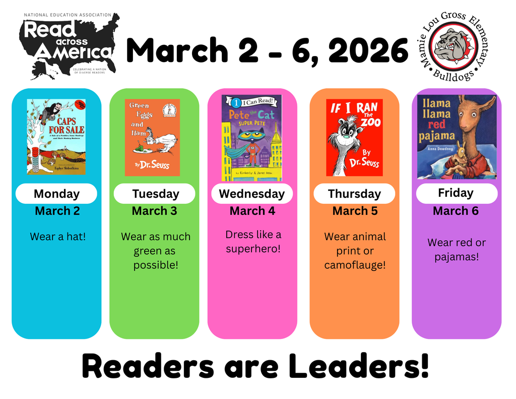 March 2 - March 6 Read Across America week 