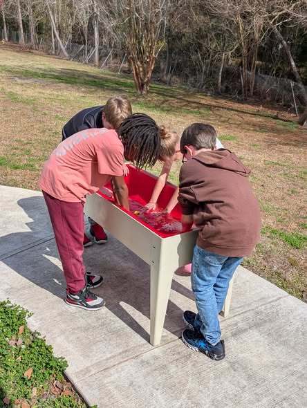 students doing experiment