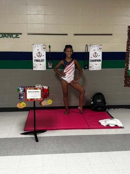 student dressed up as Simone Biles