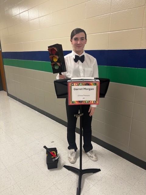 student dressed up as Garret Morgan