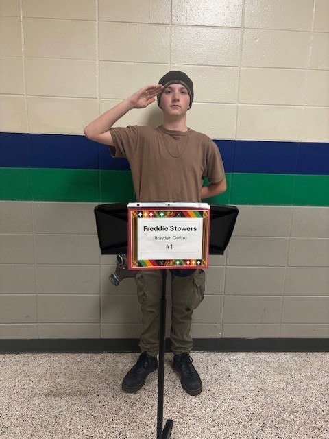 student dressed up as Freddie Stowers