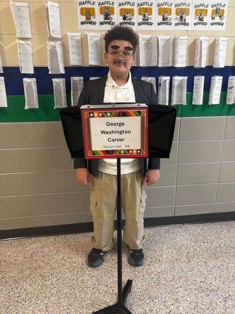 student dressed up as George Washington Carver