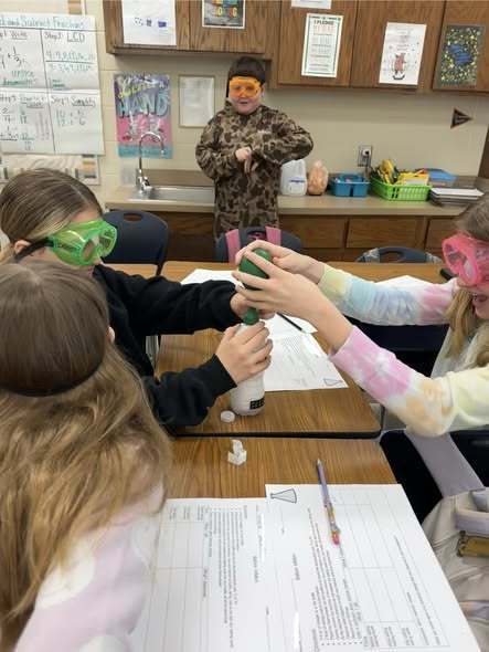 students doing experiment
