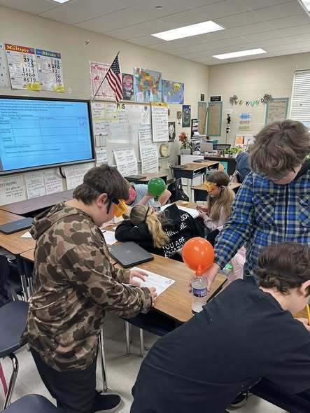 students doing experiment