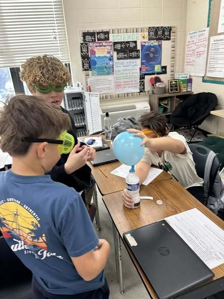 students doing experiment