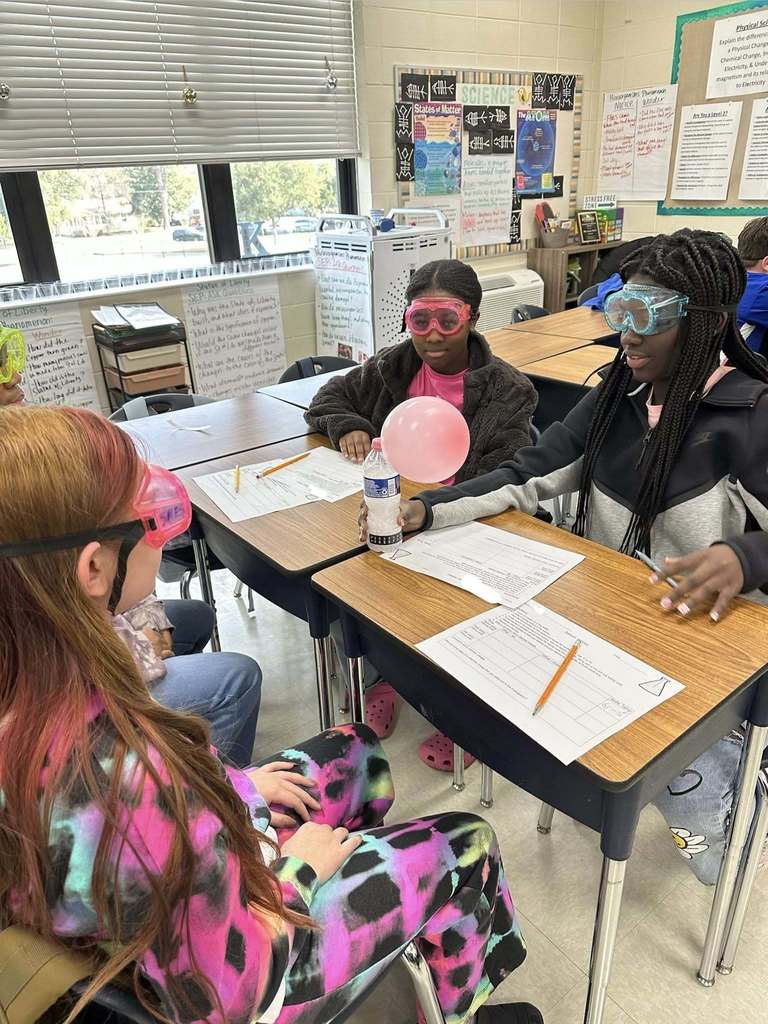 students doing experiment