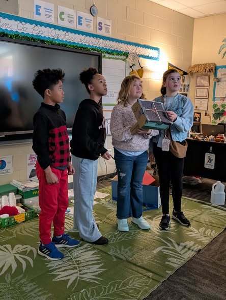 students doing experiment