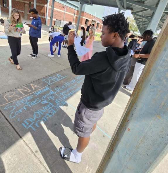students using chalk