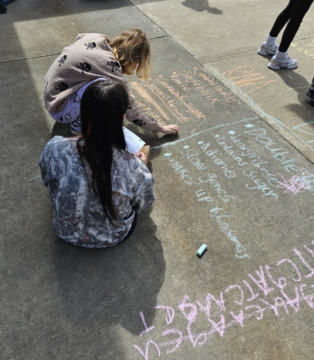 students using chalk