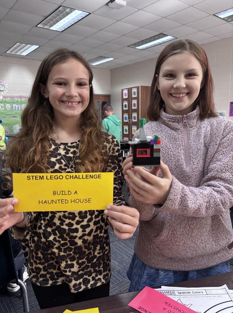 students showing their LEGO prompt and what they created