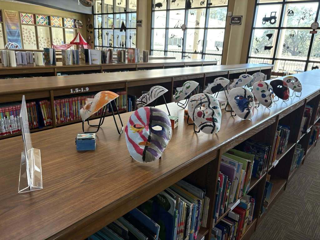 student's masks on display