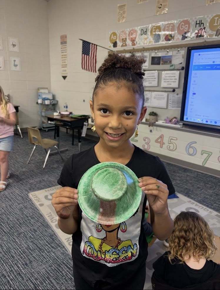 student with project